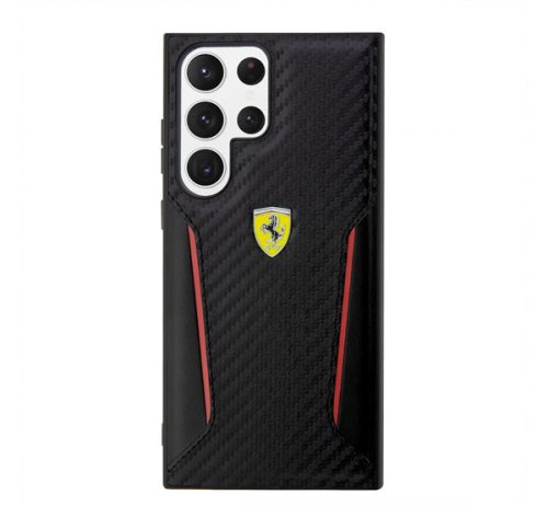 Ferrari Carbon Contrast Edges Samsung Galaxy S23 Ultra karbon hátlap tok, fekete