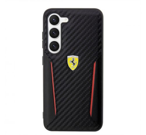 Ferrari Carbon Contrast Edges Samsung Galaxy S23+ karbon hátlap tok, fekete