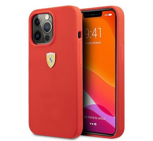 Ferrari Silicone Apple iPhone 13 Pro hátlap tok, piros