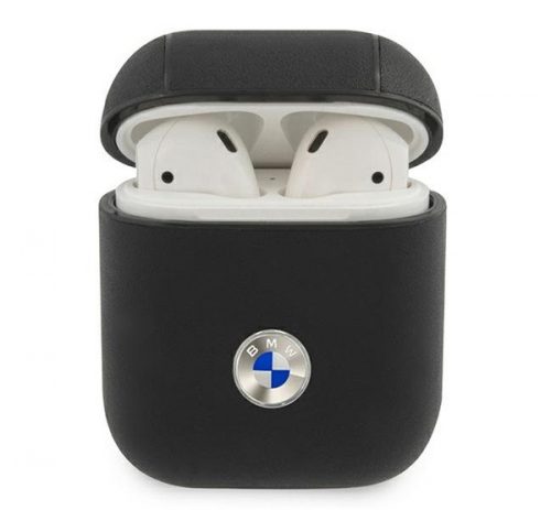 BMW Geniune Leather Silver Logo Apple AirPods szilikon tok, fekete