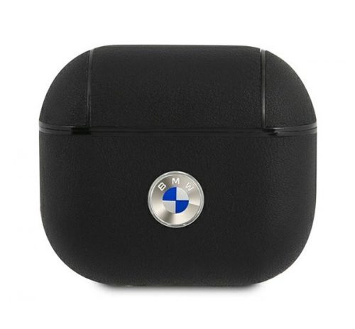 BMW Geniune Leather Silver Logo Apple AirPods 3 szilikon tok, fekete