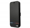 BMW M Collection PU Carbon Stripe Apple iPhone 13 Pro flip tok, fekete