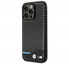 BMW Leather Carbon Apple iPhone 14 Pro hátlap tok, fekete