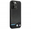 BMW Leather Carbon Apple iPhone 14 Pro hátlap tok, fekete