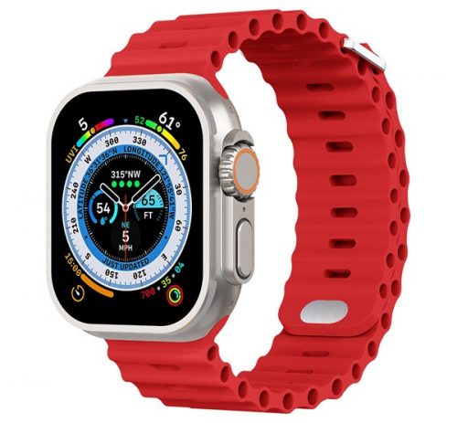 Phoner River Apple Watch 49/45/44/42 mm szilikon szíj, piros