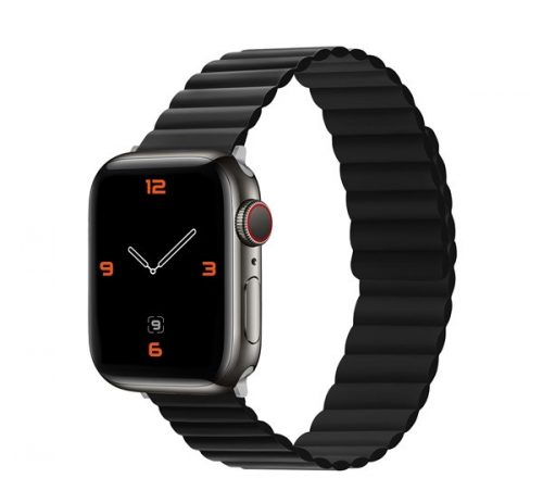 Phoner Rever Apple Watch forgatható mágneses szilikon szíj, 41/40/38mm, S/M, fekete