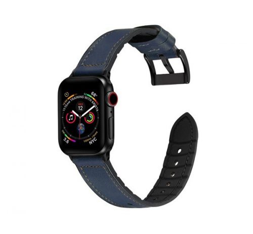 Phoner Stitch Apple Watch műbőr/szilikon szíj, 49/45/44/42mm, éjkék