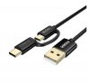 Choetech 2in1 USB / microUSB / Type-C töltő- és adatkábel, 1.2m, fekete