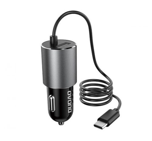 Dudao R5Pro autós töltő USB C kábellel, 3.4A, szürke