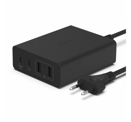 Belkin hálózati gyorstöltő 2xType-C, 2xUSB, 108W, fekete