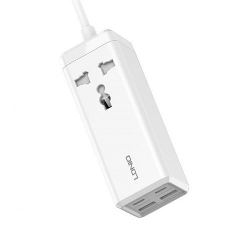 LDNIO hálozati töltő 1x elosztó, 2xUSB, 1xType-C 2500W, fehér