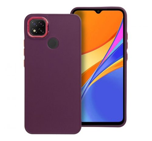 Frame Xiaomi Redmi 9C/9C NFC közepesen ütésálló tok kameravédő kerettel, lila