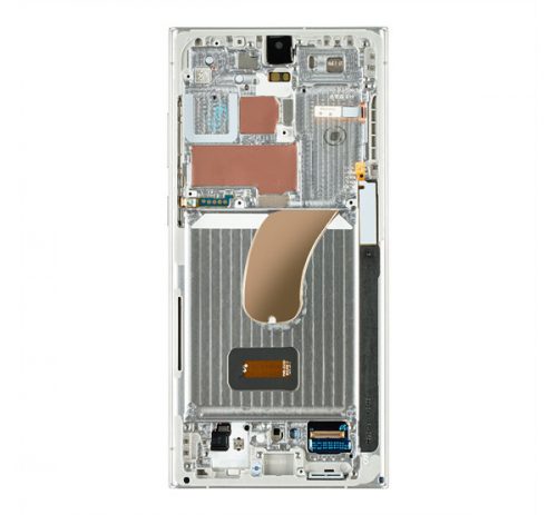 Samsung S918 Galaxy S23 Ultra kompatibilis LCD kijelző + érintő, kerettel, lime / égkék