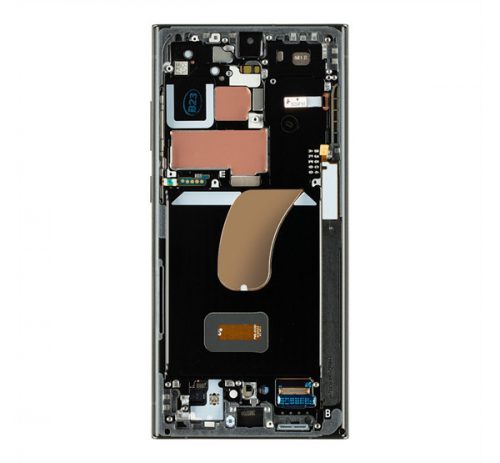 Samsung S918 Galaxy S23 Ultra kompatibilis LCD kijelző + érintő, kerettel, szürke / piros