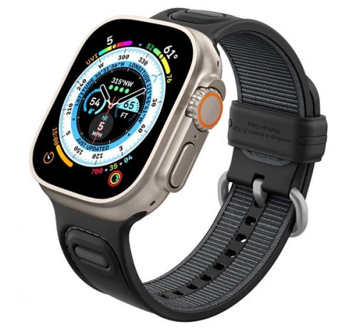 Caseology Athlex Active Apple Watch 49/45/44/42mm szilikon/szövet szíj, fekete