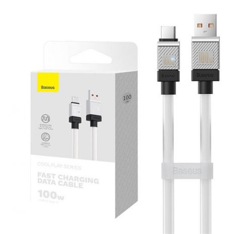 Baseus CoolPlay USB / Type-C töltő- és adatkábel, 100W, 1m, fehér