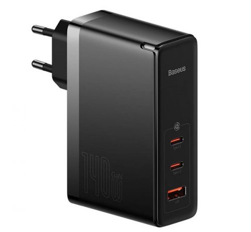 Baseus GaN5 Pro hálózati töltő 2xType-C + USB, 140W, fekete