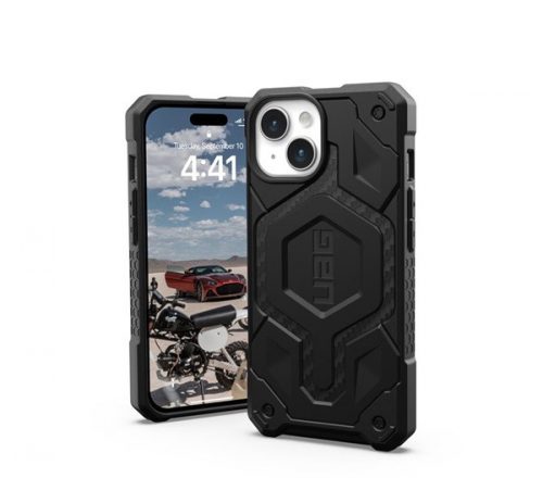 UAG Monarch Pro MagSafe Apple iPhone 15 hátlap tok, carbon fiber