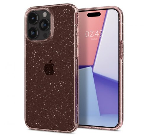 Spigen Liquid Crystal Glitter Apple iPhone 15 Pro tok, csillámos rózsaszín átlátszó