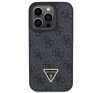 Guess Leather 4G Diamond Triangle Apple iPhone 15 Pro hátlap tok, fekete