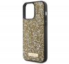 Guess Rhinestone Metal Logo Apple iPhone 15 Pro hátlap tok, sárga