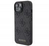 Guess Leather 4G Stamped Apple iPhone 15 hátlap tok, fekete