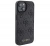 Guess Leather 4G Stamped Apple iPhone 15 hátlap tok, fekete