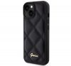 Guess Quilted Metal Logo Apple iPhone 15 hátlap tok, fekete