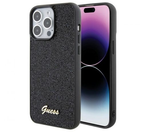 Guess Disco Metal Script Apple iPhone 15 Pro Max hátlap tok, fekete