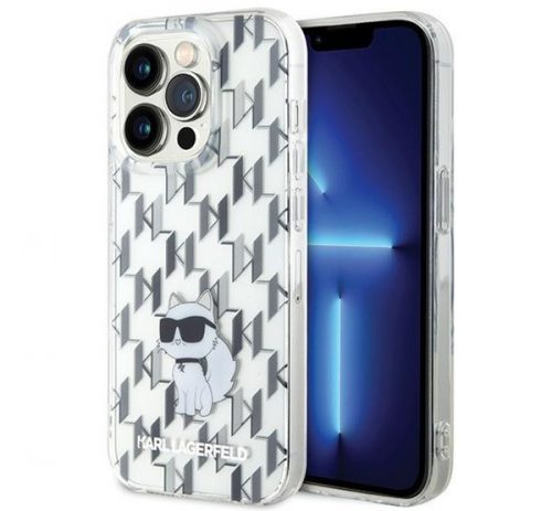 Karl Lagerfeld Monogram Choupette Apple iPhone 15 Pro hátlap tok, átlátszó