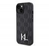 Karl Lagerfeld Leather Monogram Hot Stamp Metal Apple iPhone 15 hátlap tok, fekete