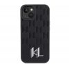 Karl Lagerfeld Leather Monogram Hot Stamp Metal Apple iPhone 15 hátlap tok, fekete