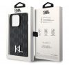 Karl Lagerfeld Leather Monogram Hot Stamp Metal Apple iPhone 15 Pro Max hátlap tok, fekete