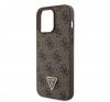 Guess 4G Strass Triangle Metal Logo tok, iPhone 15 Pro Max, Barna