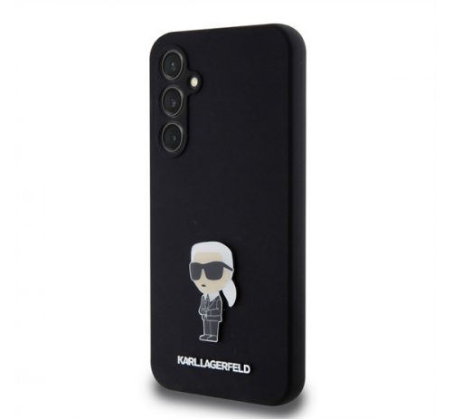 Karl Lagerfeld Liquid Silicone Metal Ikonik Samsung Galaxy S23 FE hátlap tok, fekete