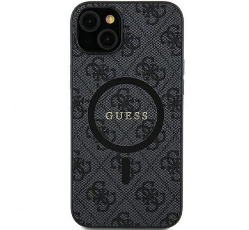 Guess 4G Collection Leather Metal Logo Samsung Galaxy S24 Ultra mágneses tok, fekete