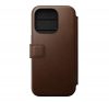 Nomad Modern Leather Folio iPhone 15 Pro flip tok, barna