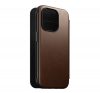 Nomad Modern Leather Folio iPhone 15 Pro flip tok, barna