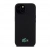 Lacoste Microfiber Croc Logo MagSafe iPhone 15 szilikon tok, fekete