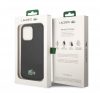 Lacoste Microfiber Croc Logo MagSafe iPhone 15 Pro szilikon tok, fekete