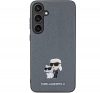 Karl Lagerfeld Saffiano Karl & Choupette Metal Pin Samsung Galaxy S24 tok, szürke