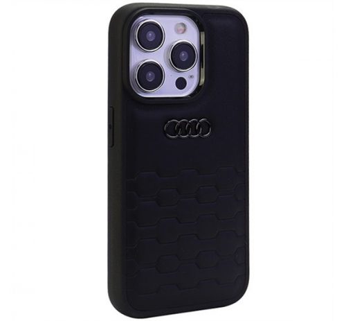 Audi GT Synthetic Leather Apple iPhone 15 Pro tok, fekete