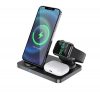 Hoco CW33 wireless töltő 3in1 LED Iphone / Airpods / Apple Watch Ultra, fekete