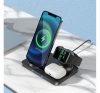 Hoco CW33 wireless töltő 3in1 LED Iphone / Airpods / Apple Watch Ultra, fekete