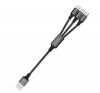 4smarts 3in1 ForkCord töltő- és adatkábel microUSB / Type-C / Lightning, 20cm, fekete