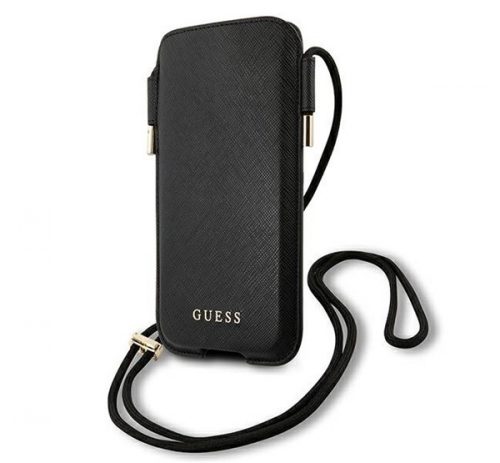 Guess Saffiano GUHCP12LSAPSBK 6,7" telefontartó táska, fekete