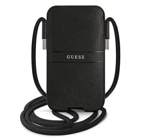 Guess Saffiano Strap GUPHMPSASBBK 6,1" telefontartó táska, fekete 