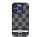 DKNY PU Leather Checkered Pattern and Stripe Apple iPhone 15 Pro tok, fekete