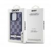 DKNY PU Leather Checkered Pattern and Stripe Apple iPhone 15 Pro tok, kék