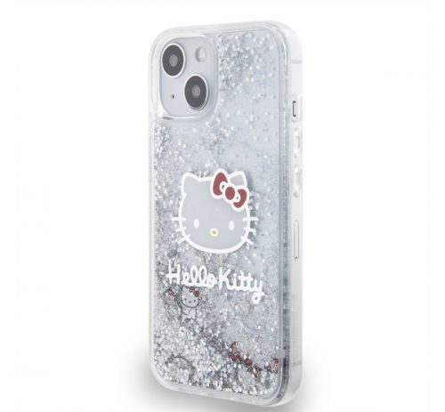 Hello Kitty Liquid Glitter Electroplating Head Logo Apple iPhone 13 hátlap tok, átlátszó